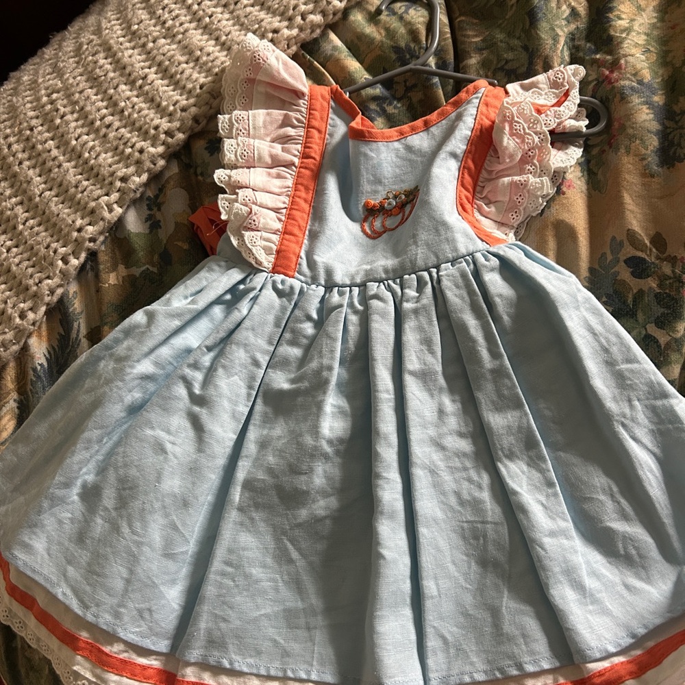 Charming Blue and Orange Kids Formal Dress